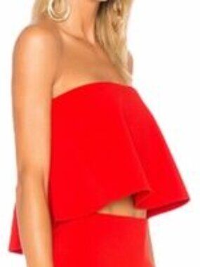 Likely Tearose Red Strapless Crop Top S